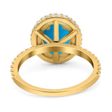 Oval Natural Stone Halo Wedding Ring