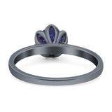 Floral Round Natural Stone Solitaire Ring