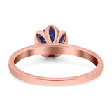 Floral Round Natural Stone Solitaire Ring