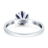 Floral Round Natural Stone Solitaire Ring