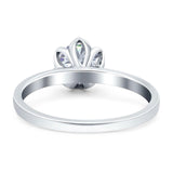 Floral Round Natural Stone Solitaire Ring