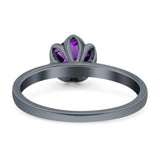 Floral Round Natural Stone Solitaire Ring