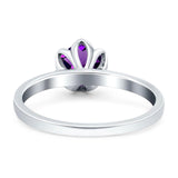 Floral Round Natural Stone Solitaire Ring