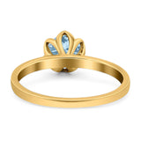 Floral Round Natural Stone Solitaire Ring