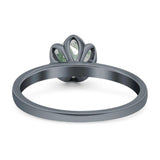 Floral Round Natural Stone Solitaire Ring