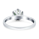 Floral Round Natural Stone Solitaire Ring