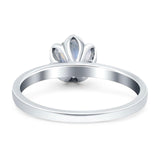 Floral Round Natural Stone Solitaire Ring
