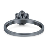 Floral Round Natural Stone Solitaire Ring