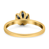 Floral Round Natural Stone Solitaire Ring