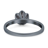 Floral Round Natural Stone Solitaire Ring