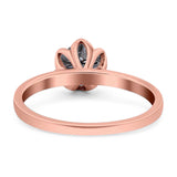 Floral Round Natural Stone Solitaire Ring