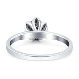 Floral Round Natural Stone Solitaire Ring