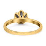 Floral Round Natural Stone Solitaire Ring