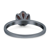 Floral Round Natural Stone Solitaire Ring