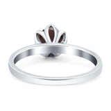 Floral Round Natural Stone Solitaire Ring