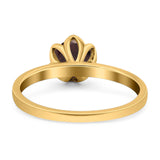 Floral Round Natural Stone Solitaire Ring