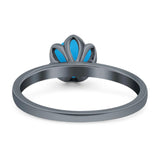 Floral Round Natural Stone Solitaire Ring