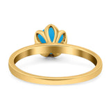 Floral Round Natural Stone Solitaire Ring