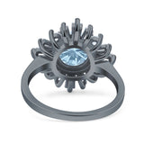 Art Deco Round Natural Stone Floral Ring