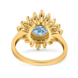 Art Deco Round Natural Stone Floral Ring