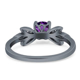 Art Deco Round Natural Stone Floral Ring