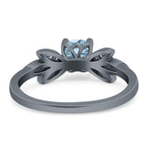 Art Deco Round Natural Stone Floral Ring