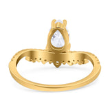 Pear Teardrop Natural Stone Wedding Ring