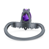 Pear Teardrop Natural Stone Wedding Ring