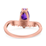 Pear Teardrop Natural Stone Wedding Ring