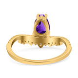 Pear Teardrop Natural Stone Wedding Ring