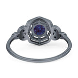 Art Deco Round Natural Stone Beaded Ring