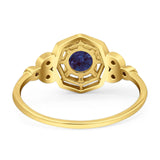 Art Deco Round Natural Stone Beaded Ring