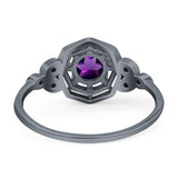 Art Deco Round Natural Stone Beaded Ring