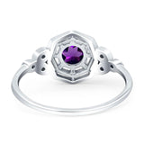 Art Deco Round Natural Stone Beaded Ring