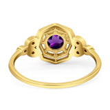Art Deco Round Natural Stone Beaded Ring