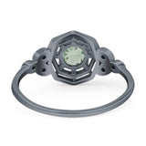 Art Deco Round Natural Stone Beaded Ring