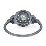 Art Deco Round Natural Stone Beaded Ring