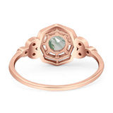 Art Deco Round Natural Stone Beaded Ring