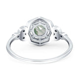 Art Deco Round Natural Stone Beaded Ring