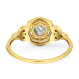 Art Deco Round Natural Stone Beaded Ring