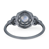 Art Deco Round Natural Stone Beaded Ring