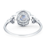 Art Deco Round Natural Stone Beaded Ring
