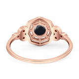 Art Deco Round Natural Stone Beaded Ring