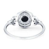 Art Deco Round Natural Stone Beaded Ring