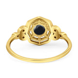 Art Deco Round Natural Stone Beaded Ring