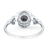 Art Deco Round Natural Stone Beaded Ring