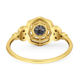 Art Deco Round Natural Stone Beaded Ring