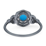 Art Deco Round Natural Stone Beaded Ring