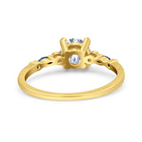 Minimalist Round Natural Stone Art Deco Ring