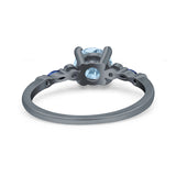 Minimalist Round Natural Stone Art Deco Ring